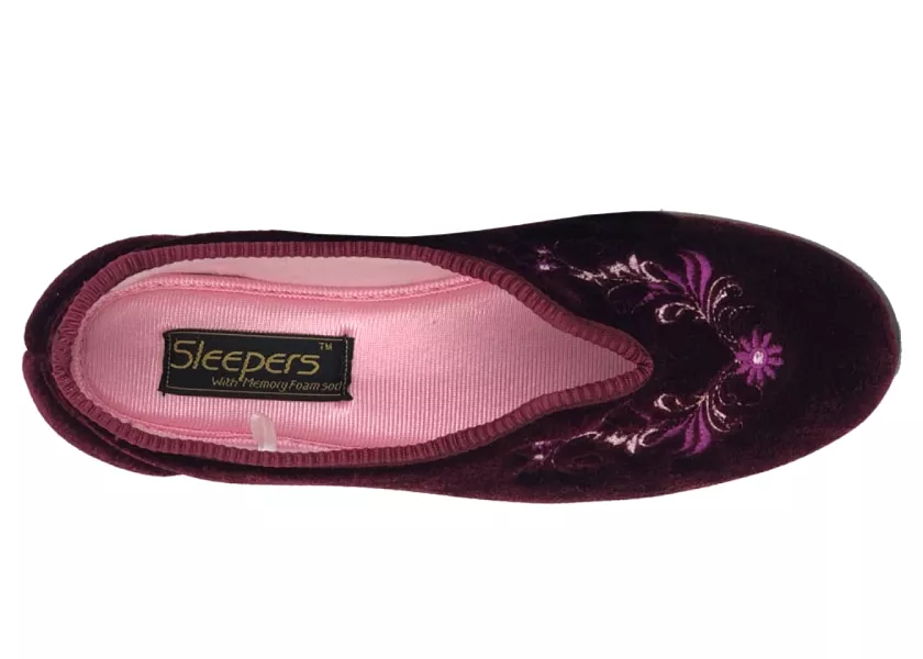 Wine Ladies Bedroom Slippers Comfort Range Sizes 3-8 LS869D