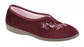 Wine Ladies Bedroom Slippers Comfort Range Sizes 3-8 LS869D