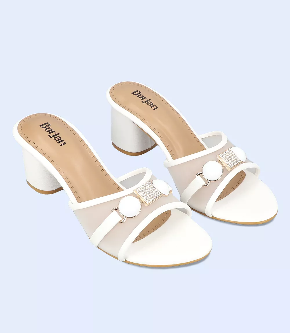 Women Slipper Heel - BW9352 WHITE