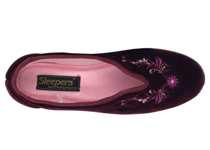 Women's Bedroom Slippers, Wine, Sizes 3-8, Comfortable LS869D