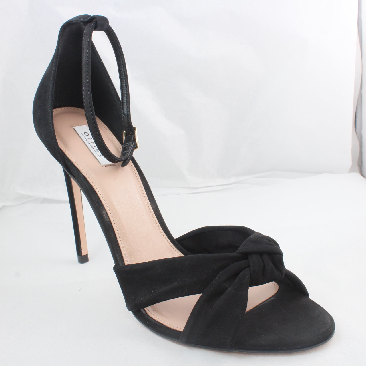 Women's Black Nubuck Stiletto with Office Hacker Twist Vamp