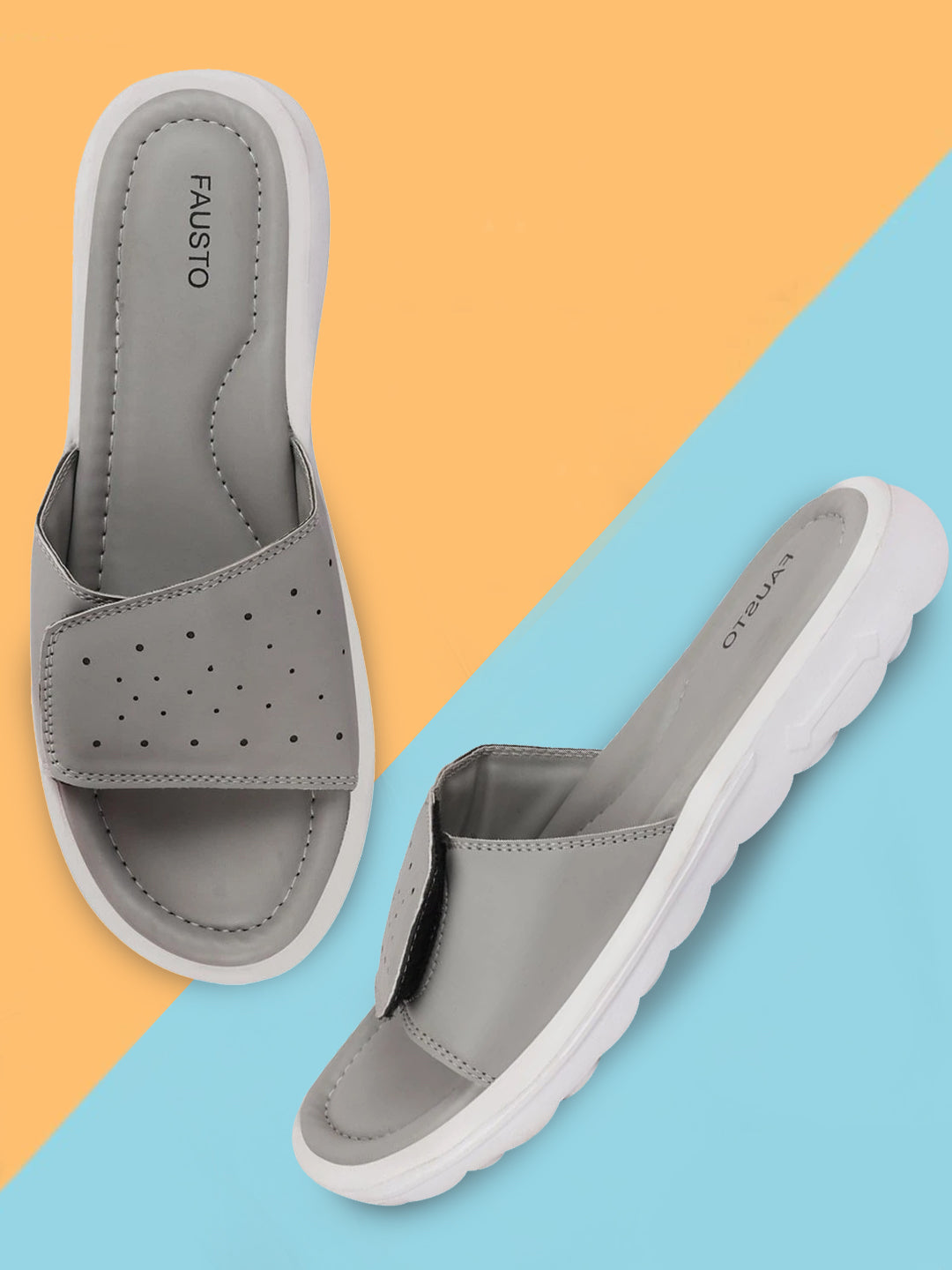 Women's Grey Velcro Slippers & Flip Flops