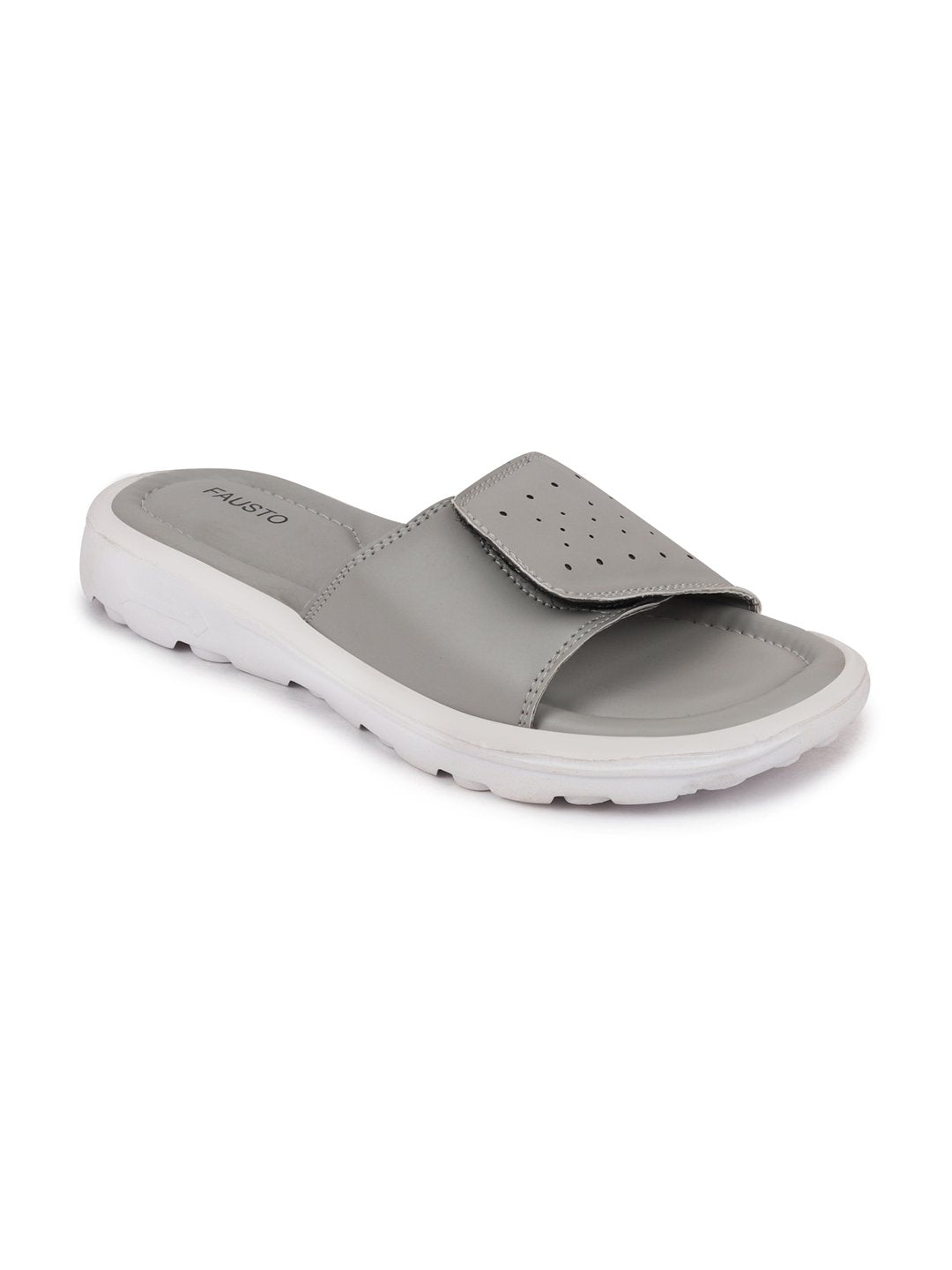 Women's Grey Velcro Slippers & Flip Flops