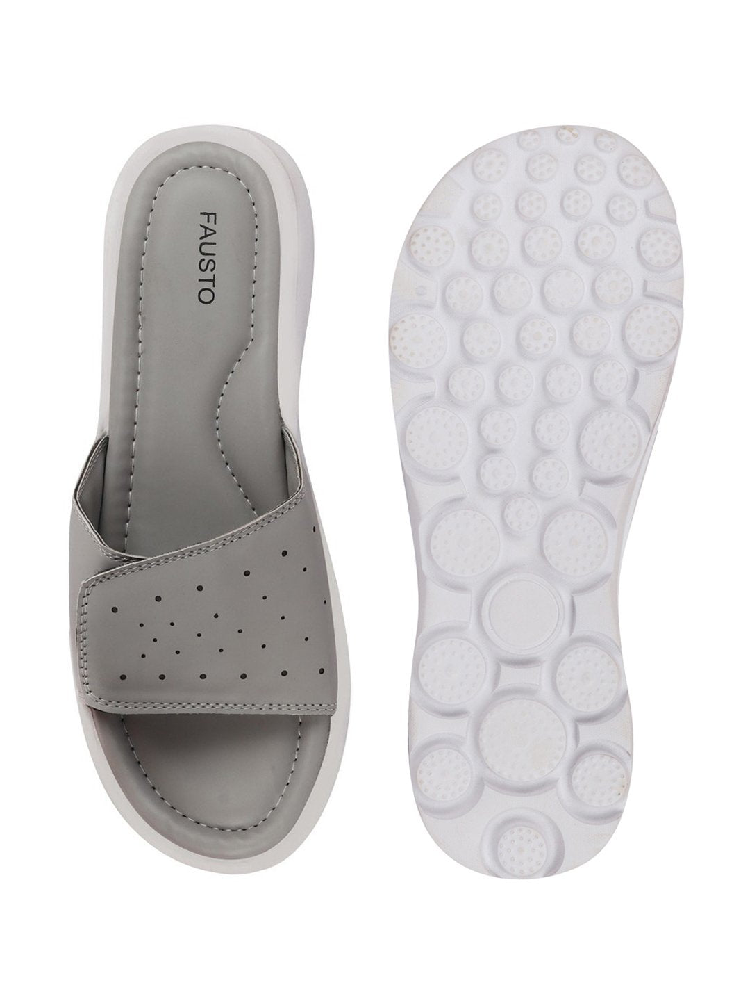 Women's Grey Velcro Slippers & Flip Flops