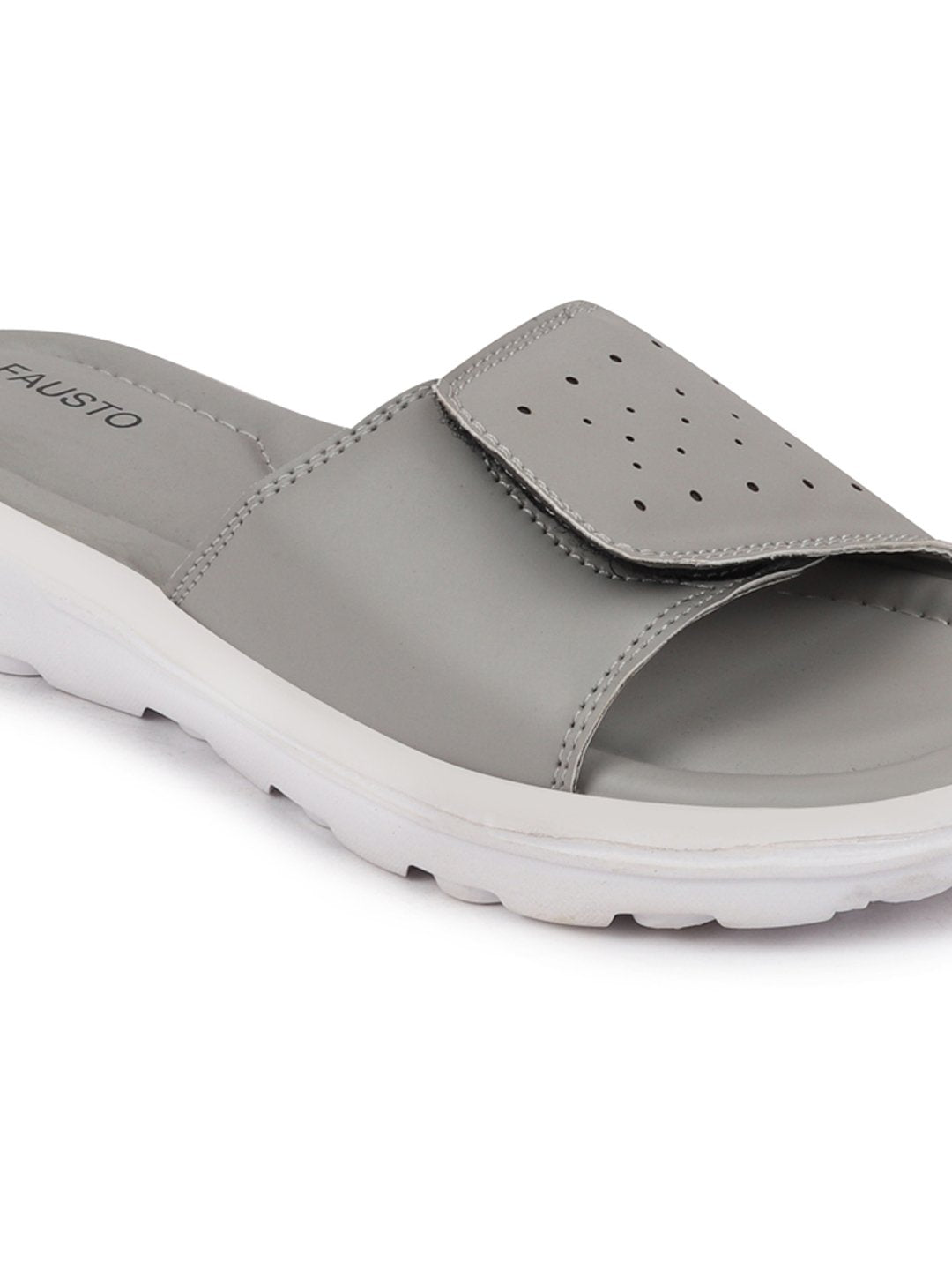 Women's Grey Velcro Slippers & Flip Flops