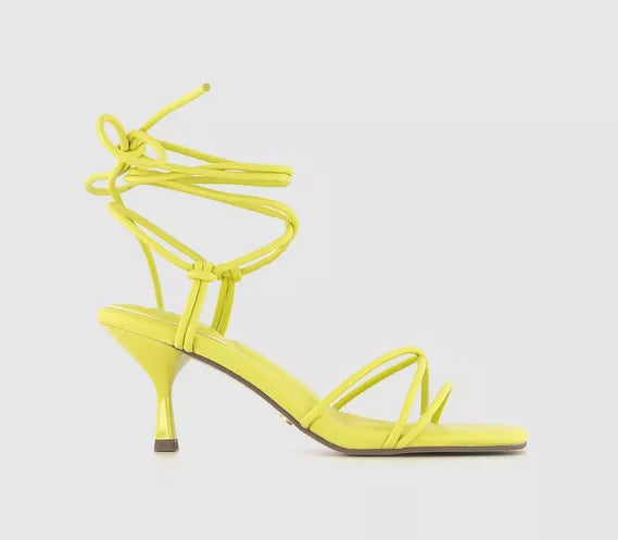 Women's Office Maddox Lime Strappy Knot Kitten Heel Sandals