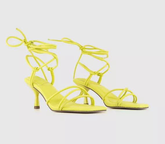 Women's Office Maddox Lime Strappy Knot Kitten Heel Sandals