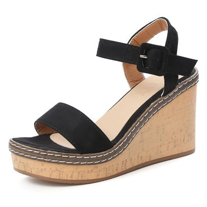 Women's Peep Toe Wedge Sandals Platform Shoes