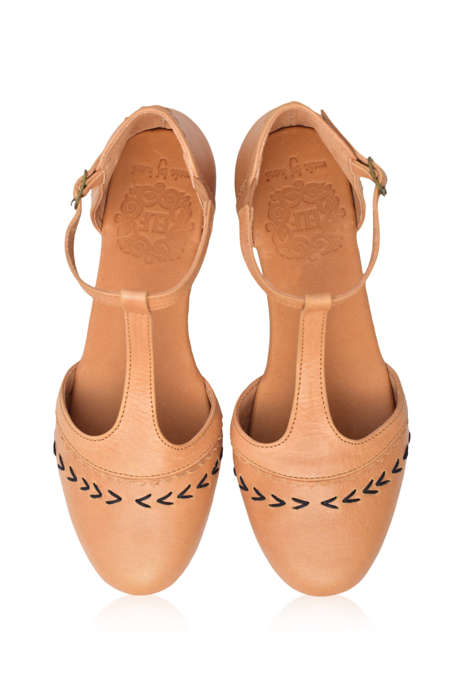 Wonderland Leather T-strap Flats