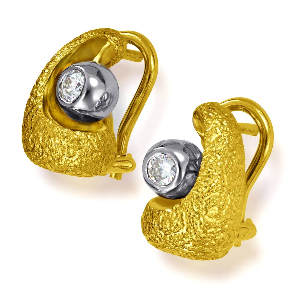 Yellow Gold Diamond Modern Art Earrings