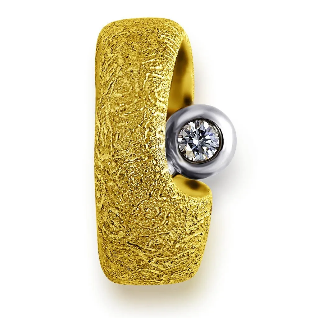 Yellow Gold Modern Art Ring Diamond.