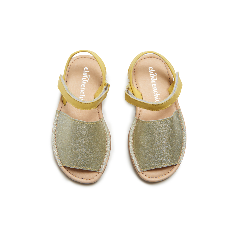 Yellow Shimmer Leather Sandals