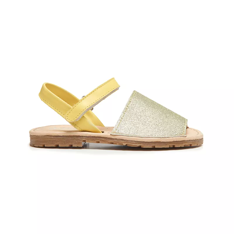 Yellow Shimmer Leather Sandals