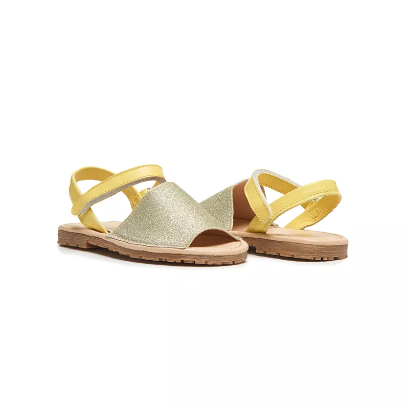 Yellow Shimmer Leather Sandals