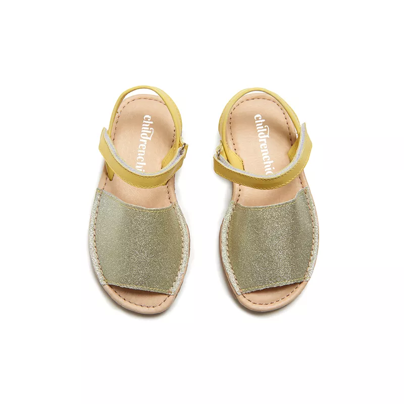 Yellow Shimmer Leather Sandals